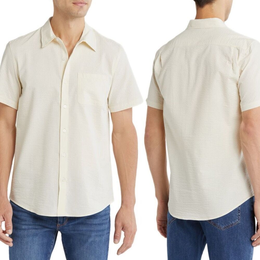 NWT Joe’s cotton short sleeves button up shirt in Ecru color. Size L